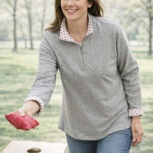 Orvis Heather Gray Women's 1/4 Zip Pullover Top Size XXL 100% Cotton